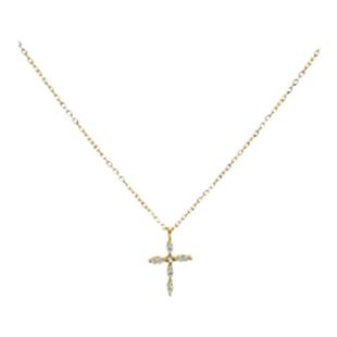 PAUSA ANN s925 复古马眼十字架火彩锆石精致锁骨链金银项链