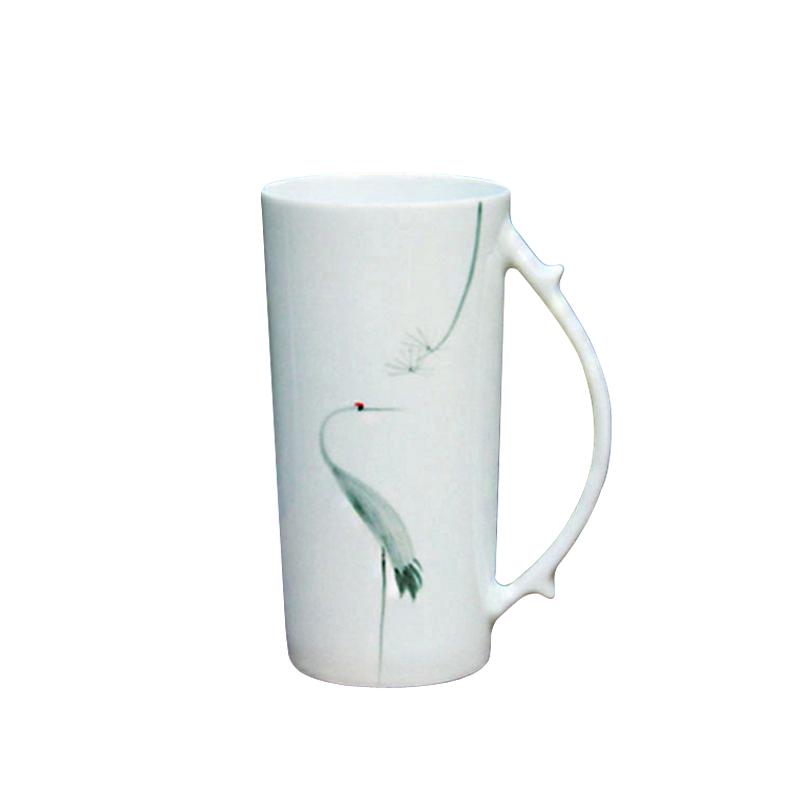 松鹤艺术家手绘风景德镇陶瓷杯子