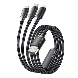 ESSAGER 100W 3 in 1 USB C Cable三合一数据线一拖三适用于iPhone华为P70小米14三星S24手机安卓快充充电线