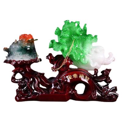 如意店里招财玉白菜聚福家庭摆件