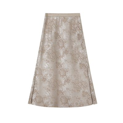 如意连云新中式缎面提花半裙