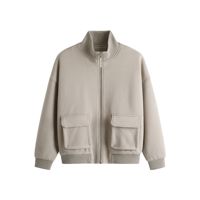 HIM汉崇 工装大口袋立领棉服轻暖仿兔毛绒休闲夹棉外套男2025冬季