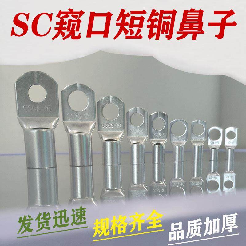 冷压端子SC10/16/25窥口铜鼻子SC线鼻子铜接头紫铜镀锡 A级加厚