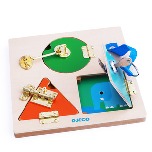Djeco动物开锁仿真钥匙锁宝宝练习早教益智教具3岁蒙氏启蒙玩具
