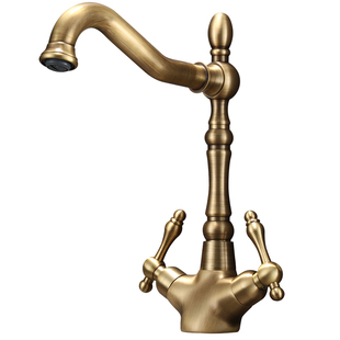 法式全铜仿古水龙头面盆冷热卫生间洗手池洗脸台盆中古风复古家用