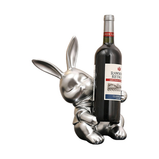 轻奢兔子红酒架摆件客厅高档玻璃酒柜家居装饰品酒托轻奢软装摆设