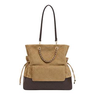 CHARLES&KEITH26春新款CK2-30782756-1大容量绒面托特包双肩包