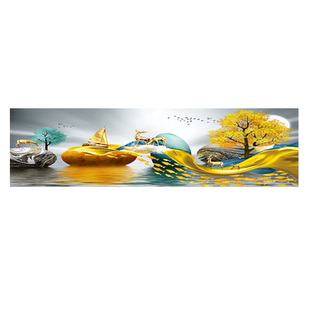 生财有鹿十字绣2025新款线绣发财树风景高端卧室床头画手工自己绣