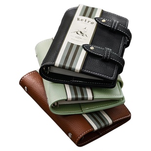 高档鹿羊纹皮质A7活页手账本随身便携记录日记本小巧空白网格点阵可拆卸复古文艺软皮面旅行手账本笔记本本子