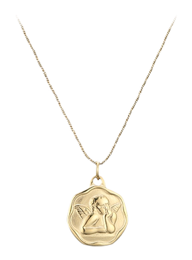 天使徽章项链14k镀金小众设计