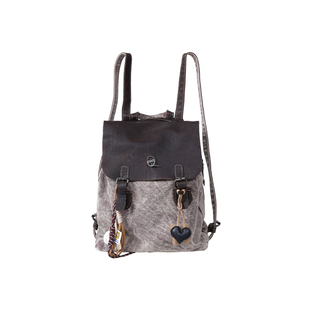 REBIRTH野生设定双肩通勤牛仔复古真皮实用书包大容量拼接流浪包