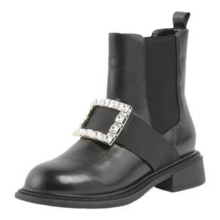 St&Sat/星期六方扣短靴冬钻扣厚底水钻切尔西靴SS24116584