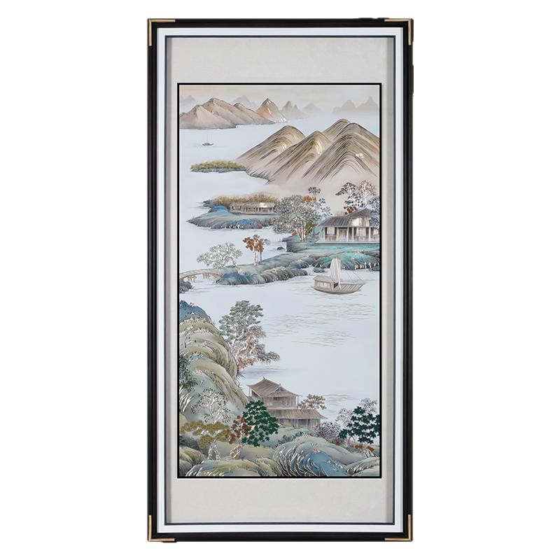 背靠金山手工铜雕画走廊玄关高端