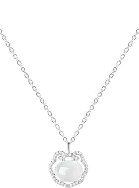 如意平安锁项链气质猫眼石锁骨链