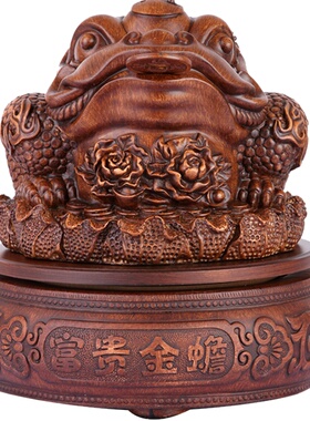 富贵金蟾招财大号仿木雕开业摆件