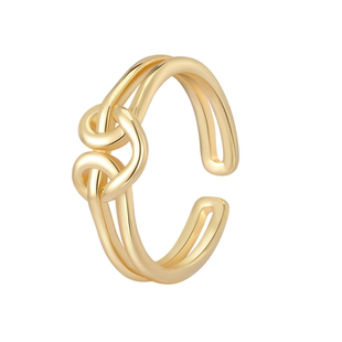 阿吉豆AJIDOU悟空结系列戒指925银潮酷时尚女款开口戒饰品