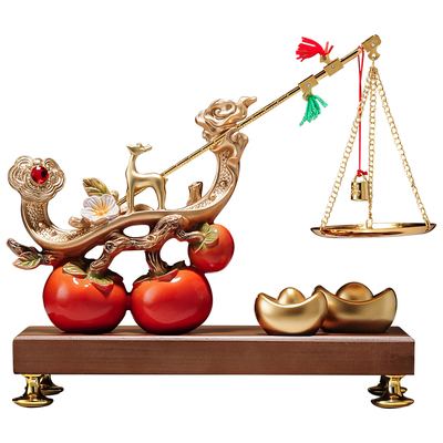 柿柿事事称心如意柿子摆件客厅玄关电视柜装饰品乔迁新居开业礼物