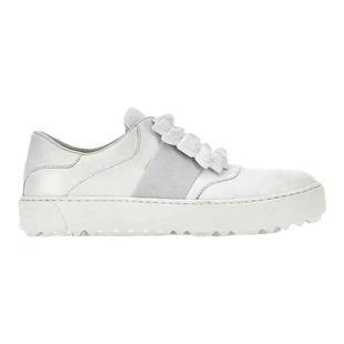 hunnz真皮高尔夫运动鞋女2025新四季厚底一脚蹬rv水钻方扣小白鞋