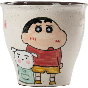 景德镇手绘釉下彩猪口杯咖啡拉花杯下午茶手握杯花口杯茶杯伴手礼