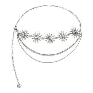 太阳花腰链欧美风复古金属挂件多层高级链条连衣裙腰带配饰ins风