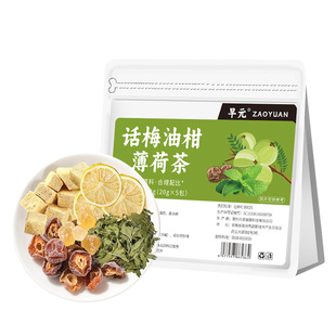 话梅油柑薄荷茶正品乌梅整料水果茶冻干冷饮夏天泡茶泡水喝的饮料