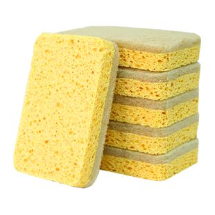 洁成木浆棉海绵擦百洁布洗碗布4块装去油锅刷碗海绵抹布清洁去污