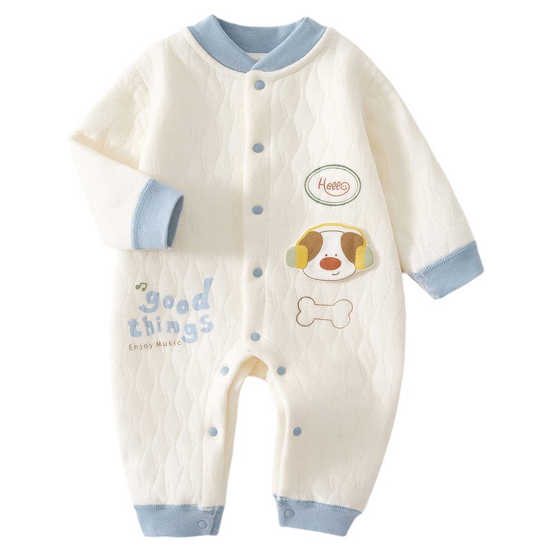 婴儿连体衣纯棉秋冬加厚保暖夹棉哈衣爬服睡衣新生儿衣服打底内穿