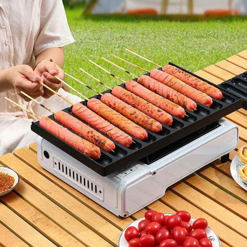 烤肠机夜市摆摊商用脆皮淀粉肠家用小型卡式炉热狗烤肠盘铁板模具