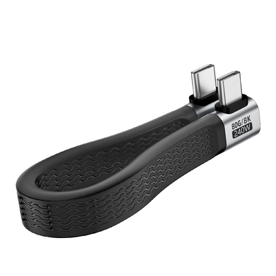 Typec数据线双弯头USB3.2Gen2公对公USB4全功能8K软扁超短板线80G高速PD240W快充手机电脑固态移动硬盘连接线