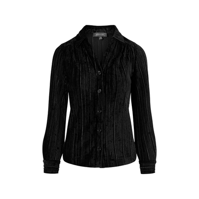 MARYLING摩登复古压褶翻领上衣