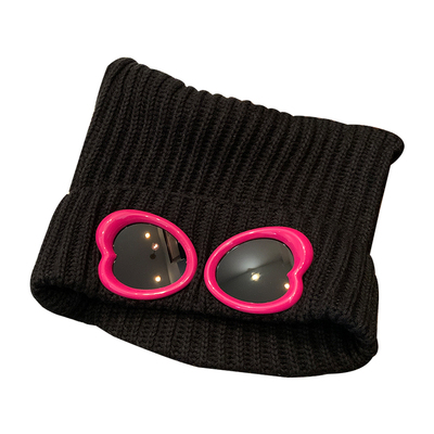 宁艺卓同款护目镜猫耳朵毛线帽子