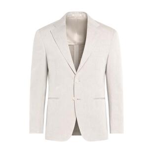 SUITSUPPLY浅灰褐色棉亚麻混纺男士西装上衣外套