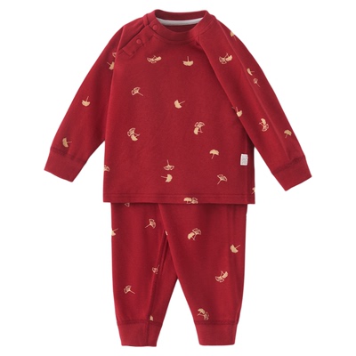春秋婴儿红新年秋衣裤套装纯棉宝宝内衣打底婴儿衣服宝宝内衣套装
