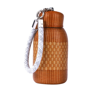 竹水杯大漆竹编杯纯钛竹编保温杯竹丝水杯茶杯钛杯高颜值便携手工