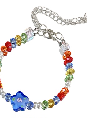 【虹星漫闪】MIES原创彩色串珠女小众设计感甜美夏日碎石彩虹手链