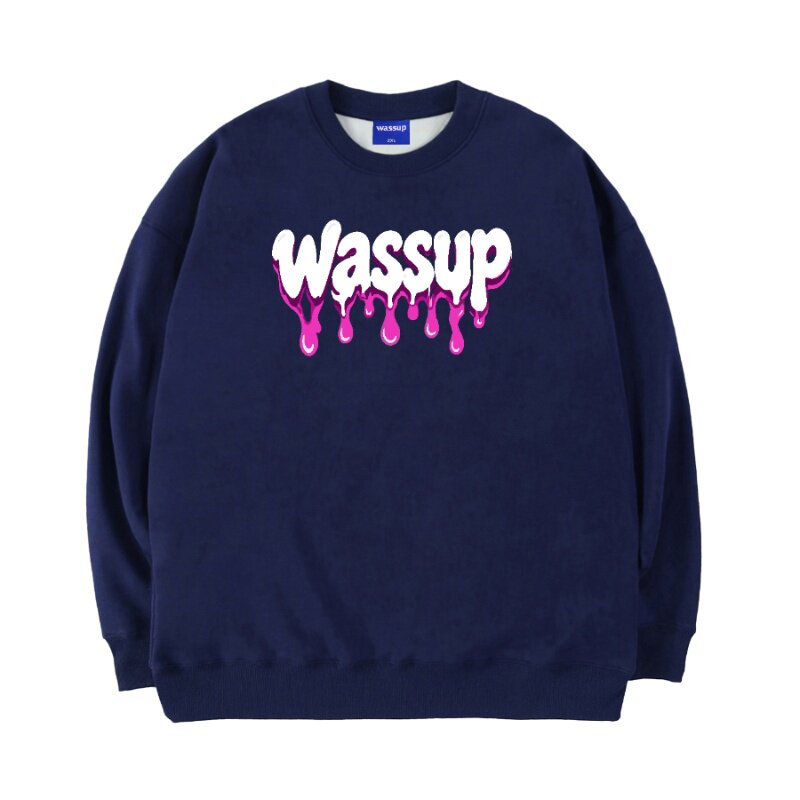 WASSUP美式涂鸦字母圆领卫衣男女