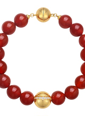 欧比雅比日出红玛瑙金珠手链