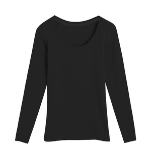 纯棉修身低领打底衫女内搭春秋冬季黑色长袖t恤上衣洋气显瘦秋衣