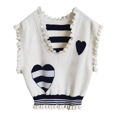 羊毛宽松v领马甲针织衫上衣背心