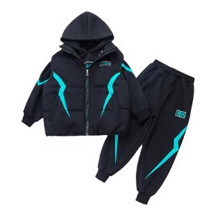 儿童冬装三件套男童秋冬加绒套装2025新款中大童男孩衣服休闲洋气