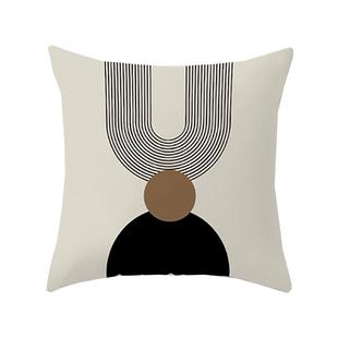 北欧几何线条抱枕黑白棕枕套咖色客厅民宿沙发靠垫套ins简约靠枕