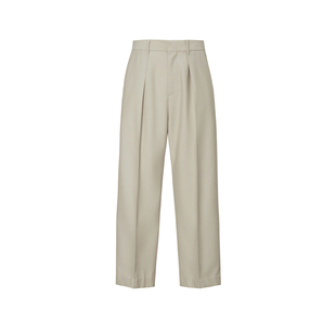 LESS春季绵羊毛裤子女休闲简约锥形高腰八分萝卜裤2N3E11890