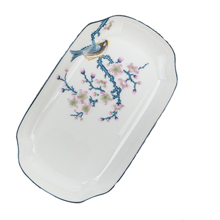 金岚玉唐山骨瓷中式10英寸小鱼盘深鱼盘可微波清蒸鱼盘