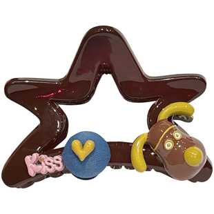 可爱小狗五角星镂空抓夹女盘发鲨鱼夹半扎发甜美发抓头发夹子发饰