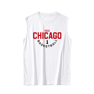 罗斯纯棉宽肩背心公牛队男款圆领上衣投篮训练服夏季宽松无袖坎肩