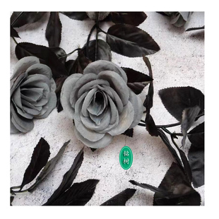 仿真灰色玫瑰花叶藤条动漫萝莉万圣场密室景探案管道空调暗黑哥特