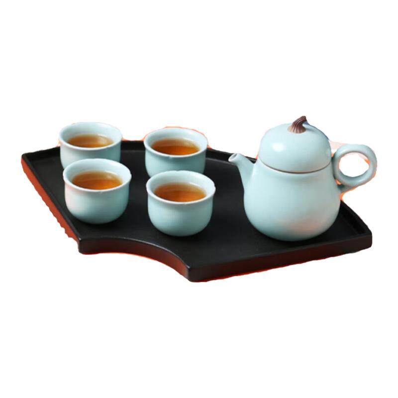 台湾陆宝新款功夫茶具套装梨形壶带茶盘茶杯泡茶套装高档搬家送礼