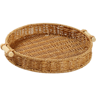 藤编面包点心篮早餐篮子水果篮零食盘家用食品收纳篮编织篮收纳筐