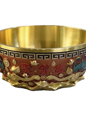 威弗列德全铜聚宝盆摆件家用玄关客厅博物架办公桌装饰品开业礼物