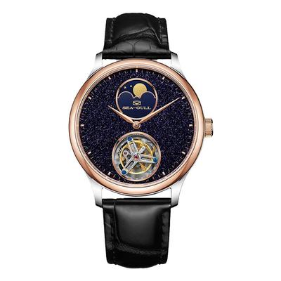 海鸥表陀飞轮机械表男砂金石月相鳄鱼皮带商务休闲高端手腕表8832